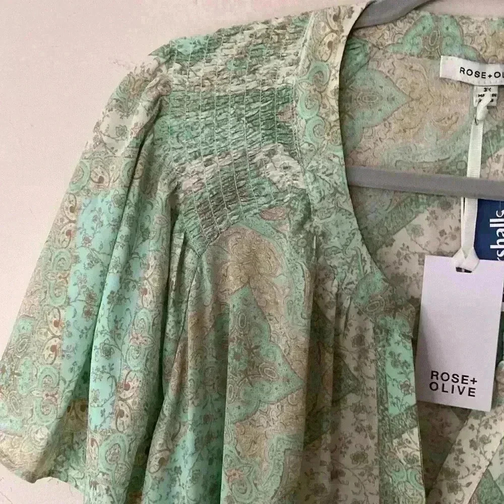 NWT Rose + Olive button Down Polyester Tunic Top … - image 8